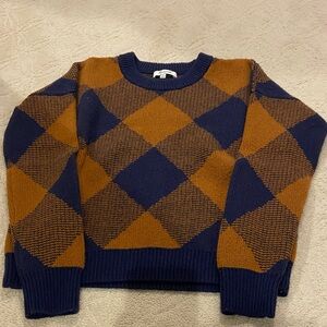 Madewell Diamond Pattern Sweater in Navy and Brown